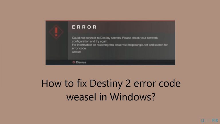How to fix Destiny 2 error code weasel in Windows?