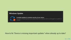 How to fix device is missing important updates when already up to date copy