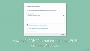 How to fix dhcp is not enabled for wi fi error in windows