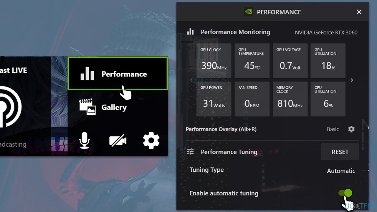 Enable or disable autotuning in GeForce overlay