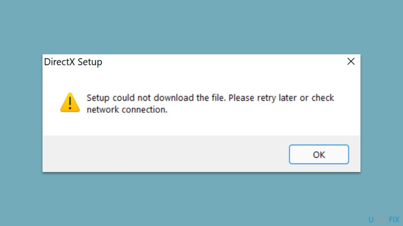 How to fix DirectX error "Setup could not download the file" in Windows?