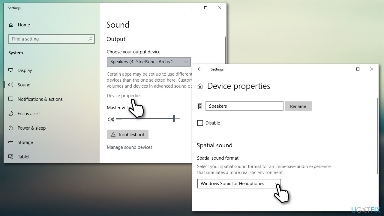 Change spatial sound settings
