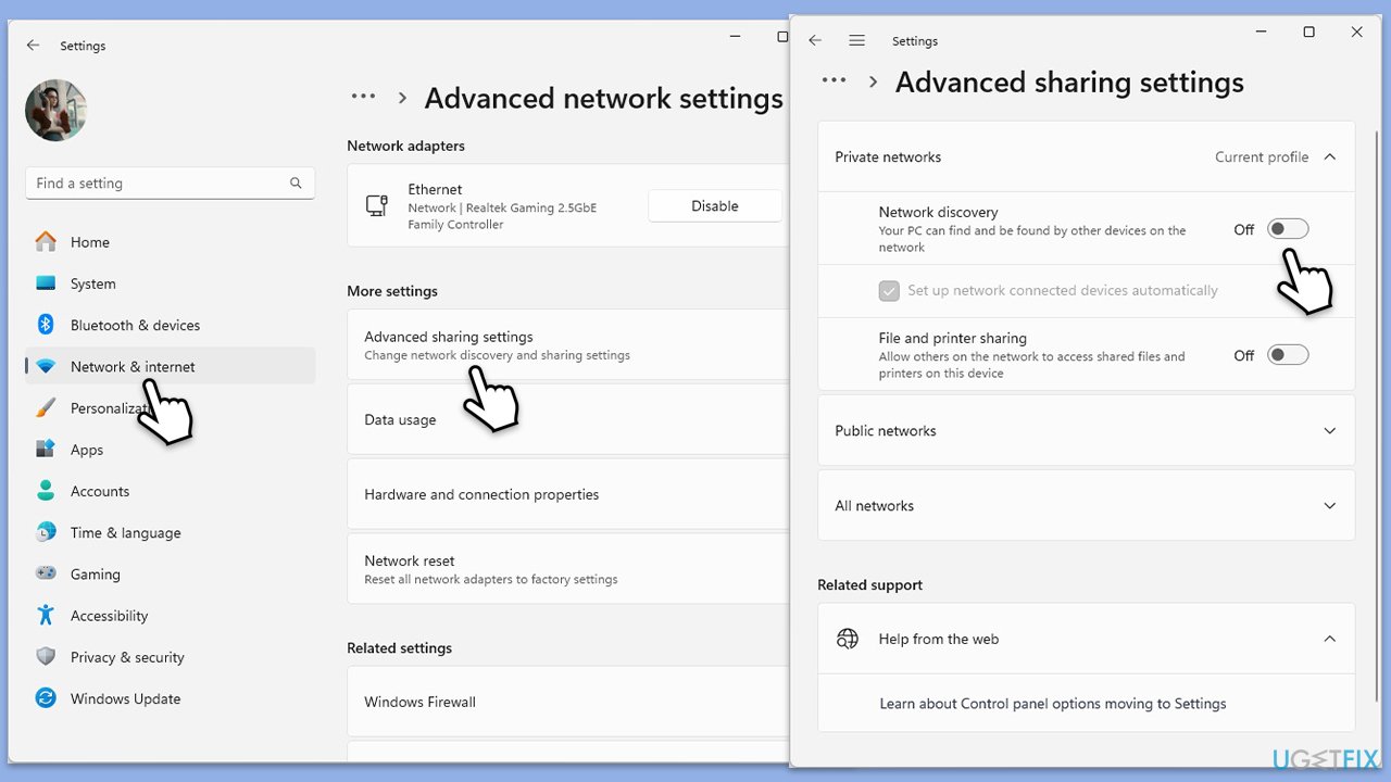 Disable Network discovery