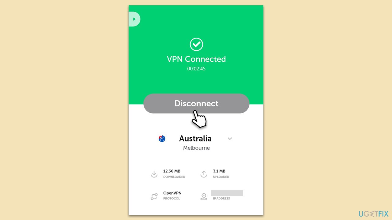 Disconnect or connect VPN