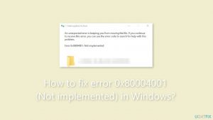 How to fix error 0x80004001 (Not implemented) in Windows?