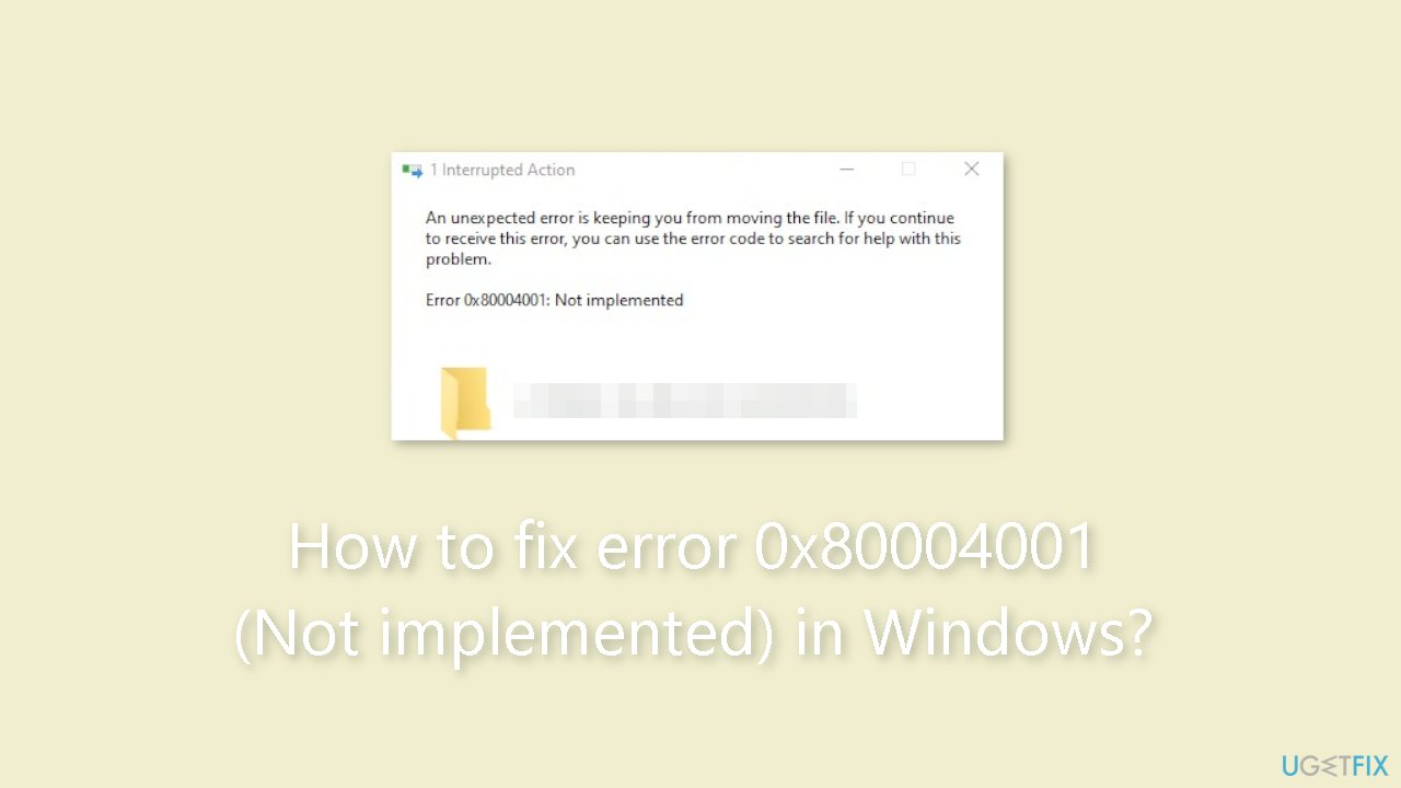 How to fix error 0x80004001 Not implemented in Windows