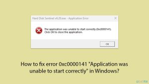 How to fix error 0xc0000141 application was unable to start correctly in windows copy