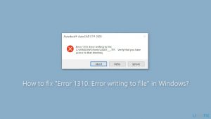 How to fix error 1310 error writing to file in windows
