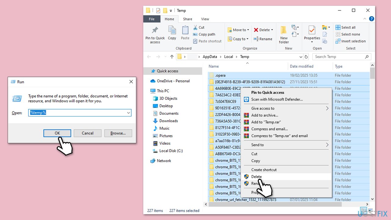 How to fix error 1628 failed to complete installation error in windows delete temp files