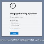 How to fix error code status breakpoint in chrome or edge