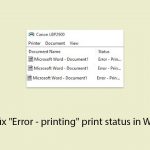 How to fix error printing print status in windows copy