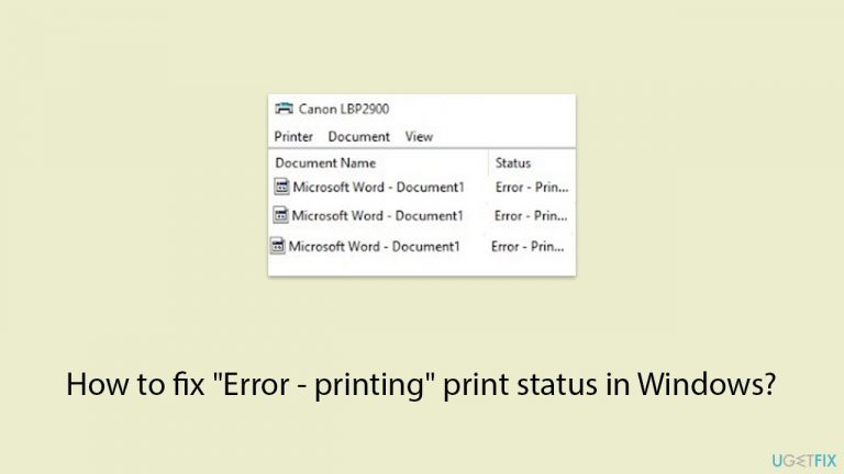 How to fix "Error - printing" print status in Windows?
