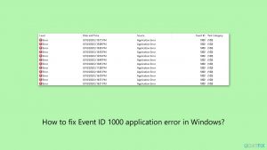 How to fix event id 1000 application error in windows