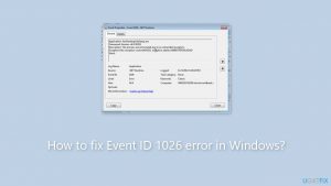 How to fix event id 1026 error in windows