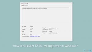 How to fix event id 161 volmgr error in windows