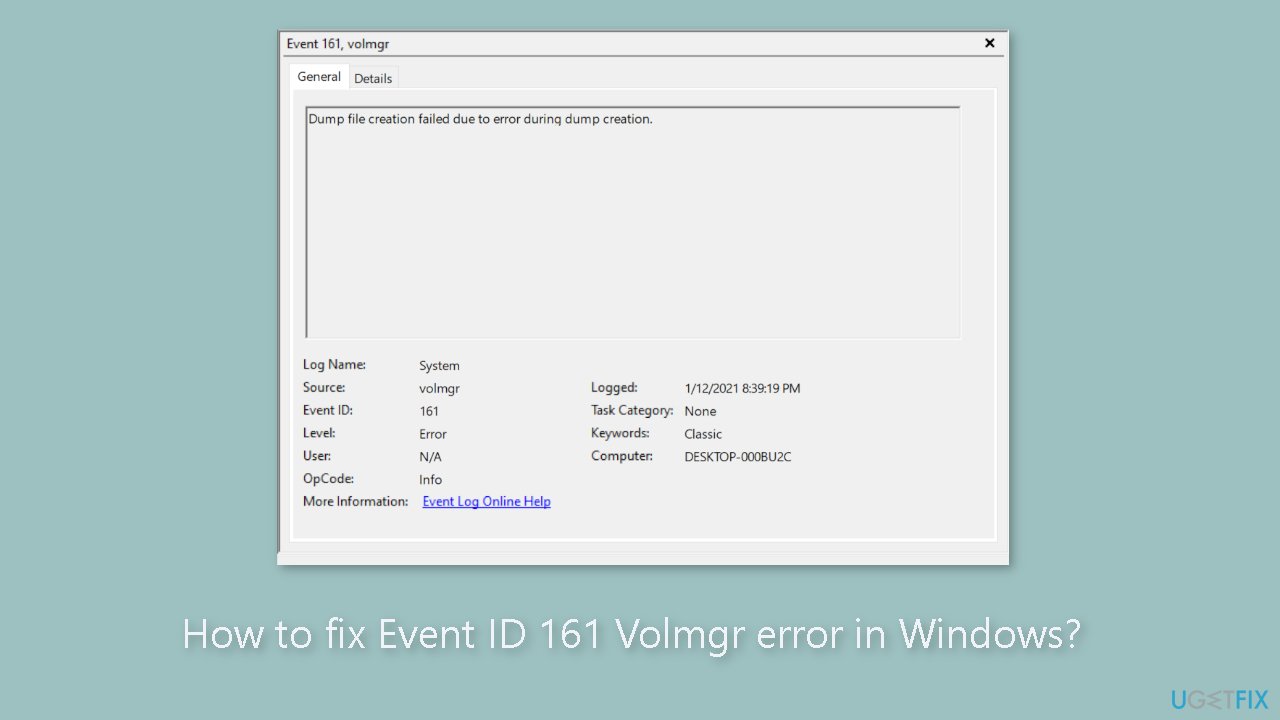 How to fix Event ID 161 Volmgr error in Windows