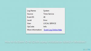 How to fix event id 46 crash dump initialization failed in windows