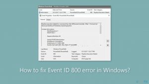 How to fix event id 800 error in windows
