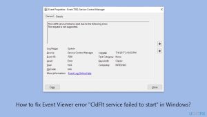 How to fix event viewer error cldflt service failed to start in windows copy