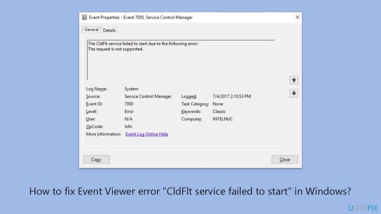 How to fix Event Viewer error “CldFlt service failed to start” in Windows?
