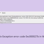 How to fix exception error code 0xc000027b in windows