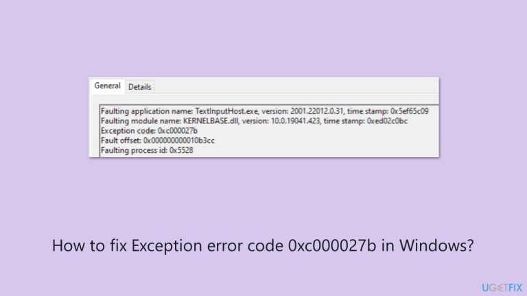 How to fix Exception error code 0xc000027b in Windows?