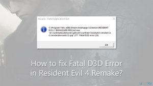 How to fix fatal d3d error in resident evil 4 remake