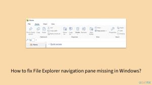 How to fix file explorer navigation pane missing in windows copy