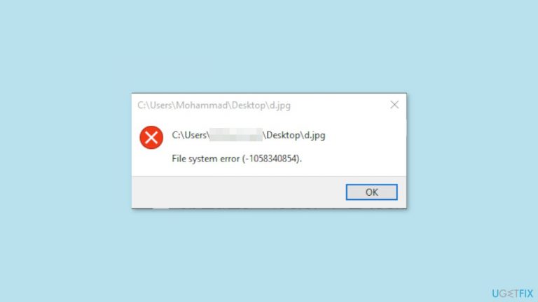 How to fix File system error (-1058340854) in Windows?