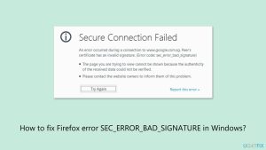 How to fix firefox error sec error bad signature in windows