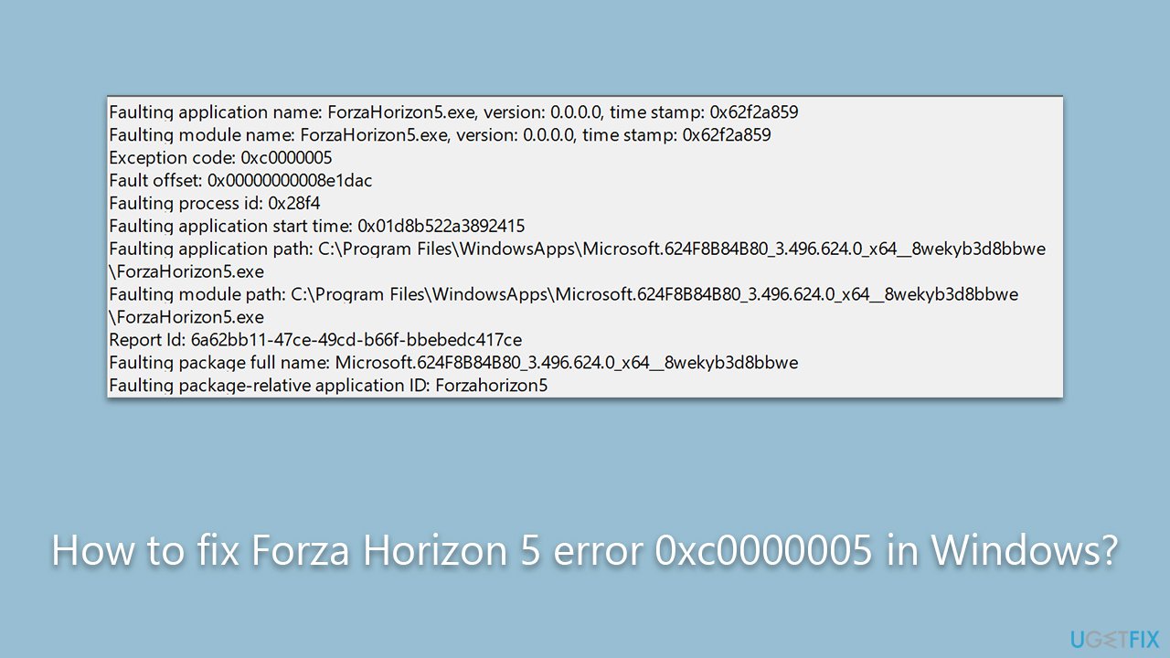 How to fix Forza Horizon 5 error 0xc0000005 in Windows?