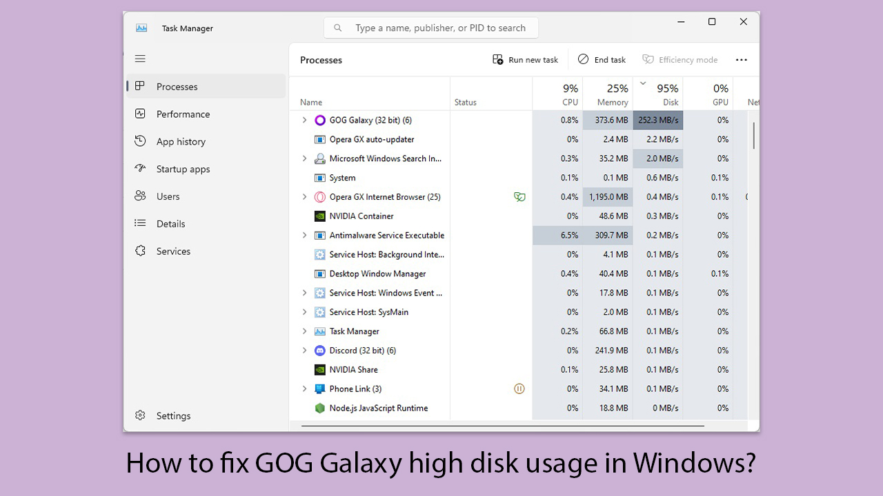 How to fix GOG Galaxy high disk usage in Windows?