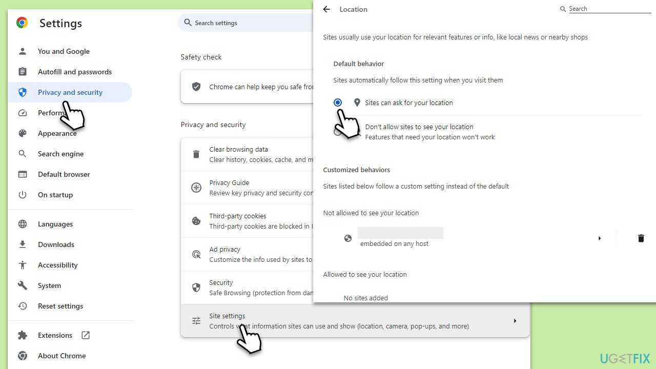How to fix google maps does not have permission to use your location error in windows allow location via browser settings