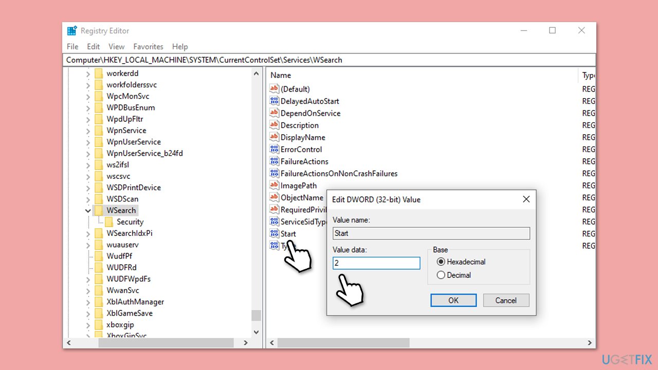 How to fix indexing not running error in windows modify registry