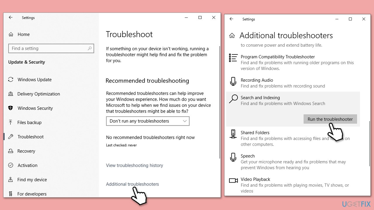 How to fix indexing not running error in windows run search and indexing troubleshooter