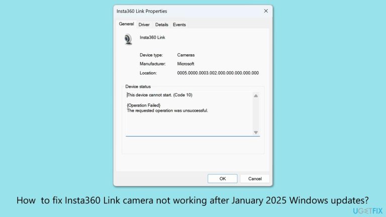 How  to fix Insta360 Link camera not working after January 2025 Windows updates?