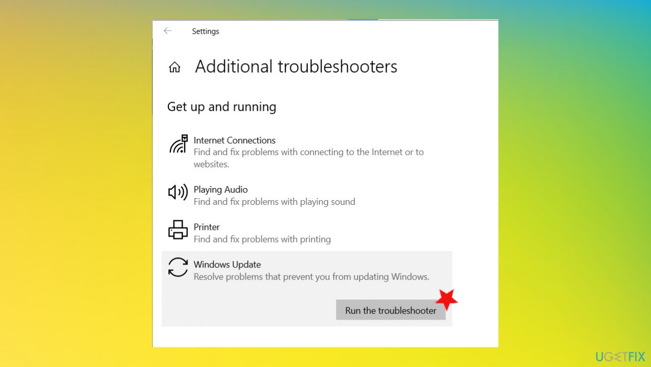 Run Windows OS update troubleshooter