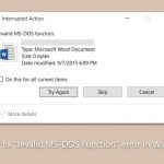 How to fix invalid ms dos function error in windows