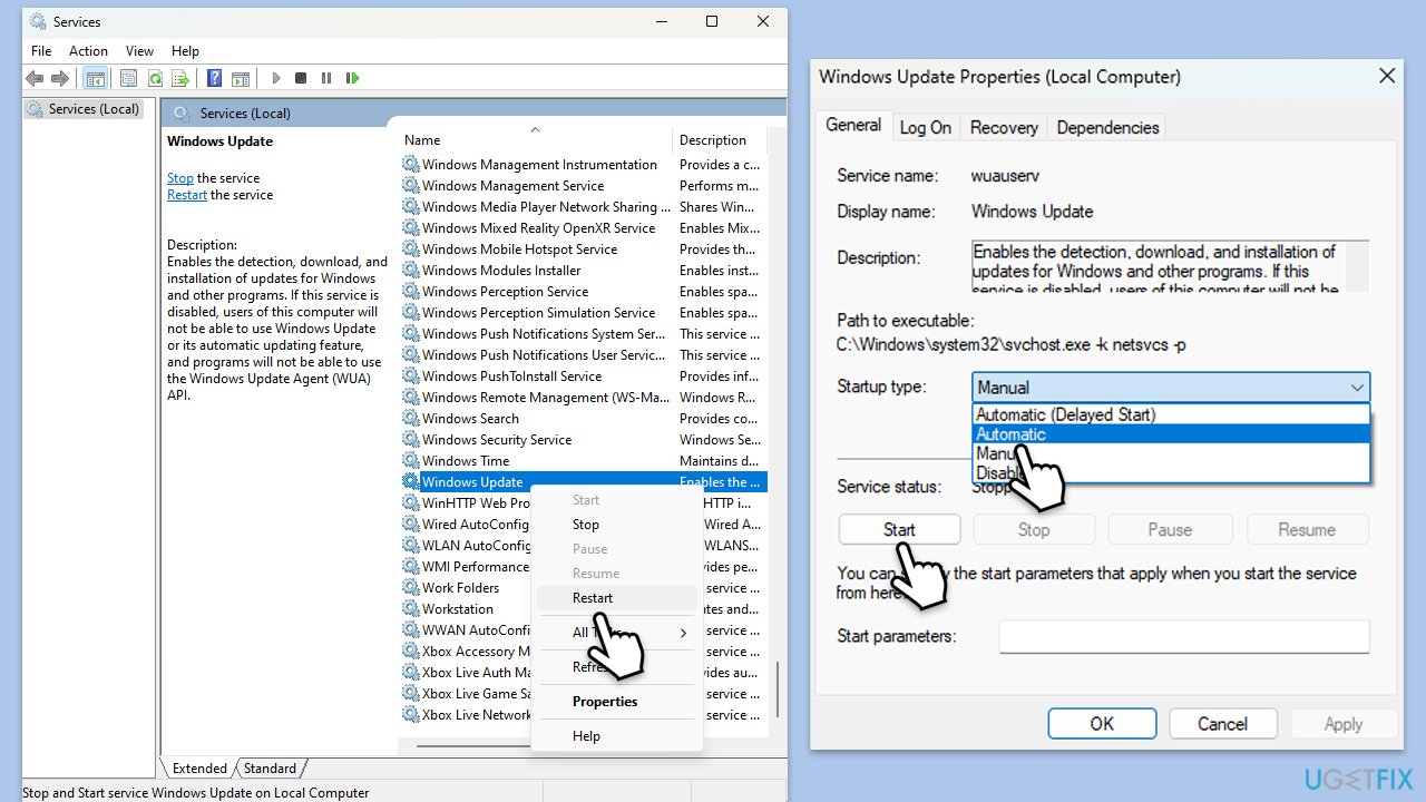 How to fix kb fails to install in windows 11 check services