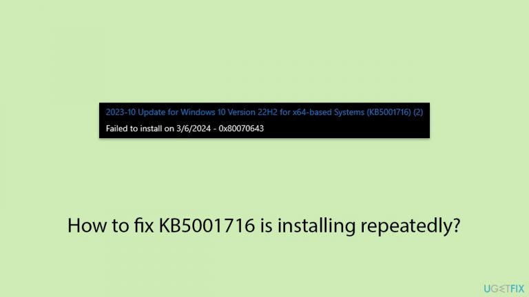 How to fix KB5001716 is installing repeatedly?