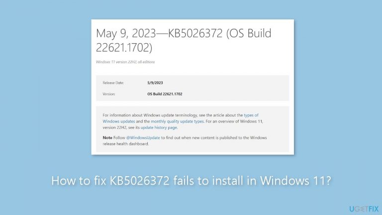How to fix KB5026372 fails to install in Windows 11?