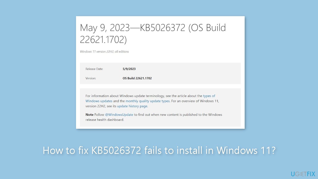 How to fix KB5026372 fails to install in Windows 11