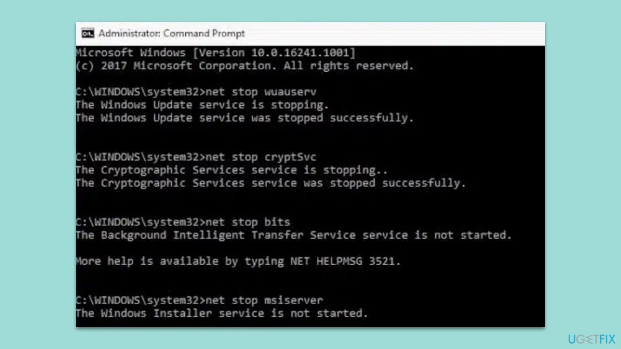 Reset Windows update components