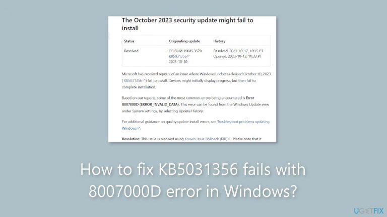How to fix KB5031356 fails with 8007000D error in Windows