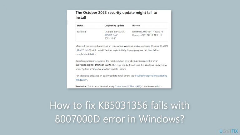 How to fix KB5031356 fails with 8007000D error in Windows?