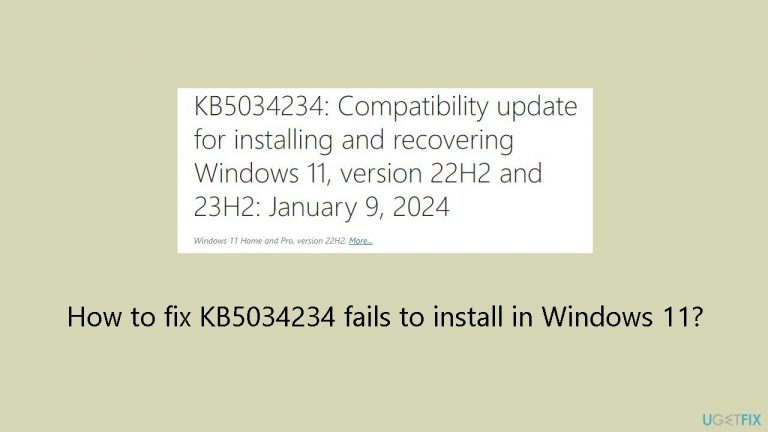 How to fix KB5034234 fails to install in Windows 11