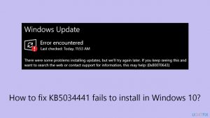 How to fix kb5034441 fails to install in windows
