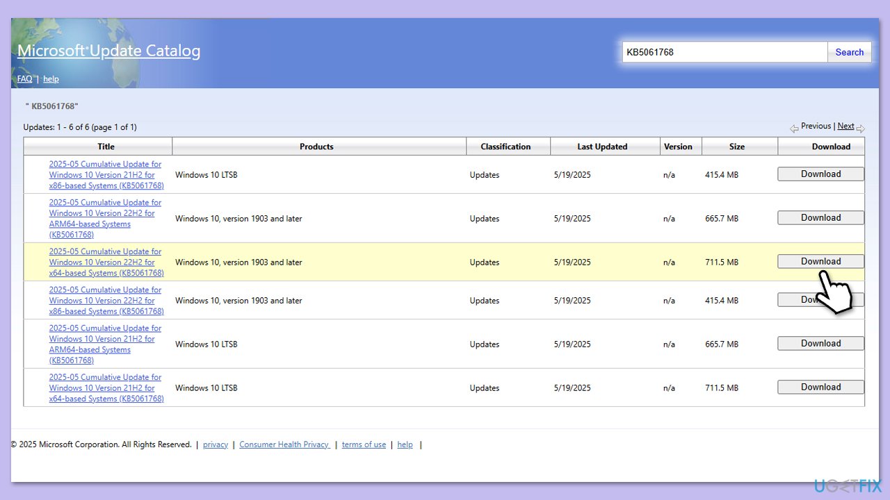 How to fix kb5061768 fails to install in windows 10 install manually