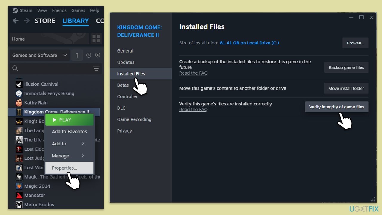 How to fix kingdom come deliverance 2 crashing on windows verify integrity of game files copy