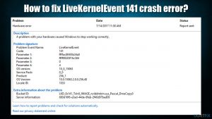 How to fix livekernelevent 141 crash error on windows10